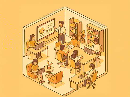 Different emojis and graphs depicting audience engagement over a light orange background.